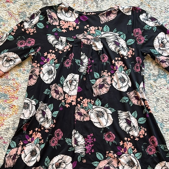 Everly Floral Flowers Long Sleeve Dress Stretch Womens Large - Picture 7 of 10